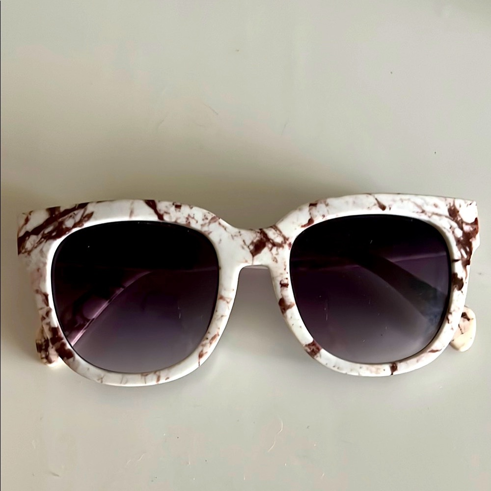 White and Brown Oversized Square Sunglasses